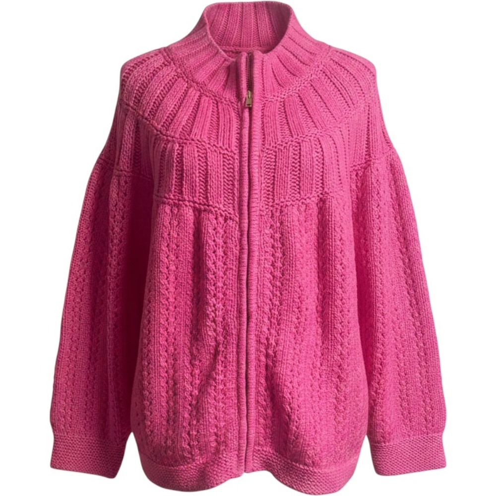 Talbots Mixed Stitch Cable Knit Full Zip Cardigan Women's 3X Petite